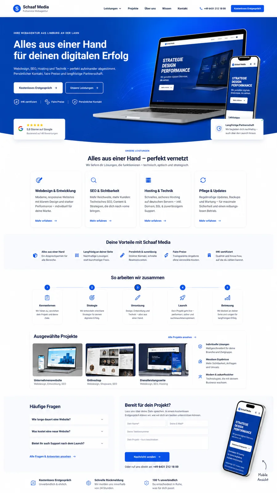 Helle Website-Vorschau als Leistungsdemo